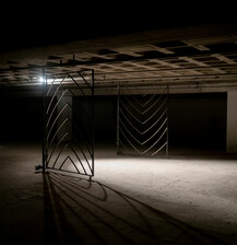 TEST - 2019 Friedrich Andreoni sound installation (metal gate, analog motors 210 x 300 cm)