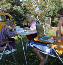 Arbeitsplatz im Hintergarten