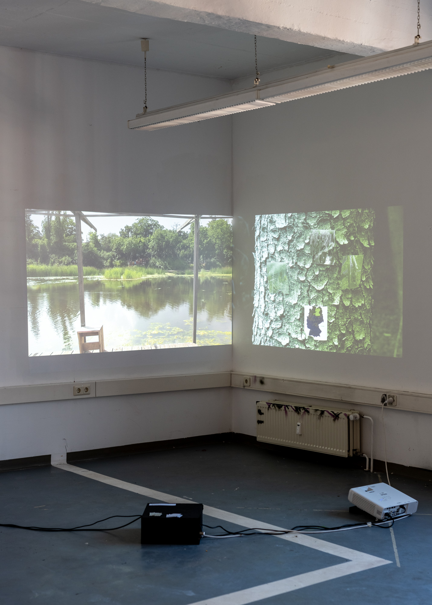 'Die Wanderin über dem Regenwasserrückhaltebecken: that awkward moment when you try to connect with nature', 2024. By Merel Maan Galama