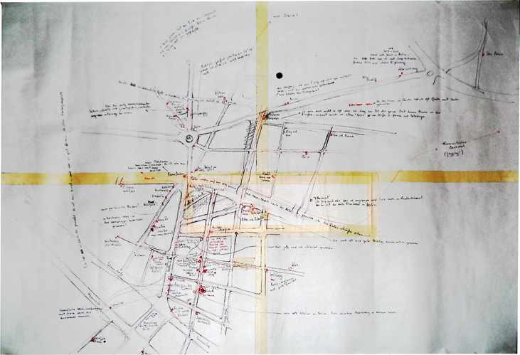 mental map, pen, pencil on paper, different dimensions