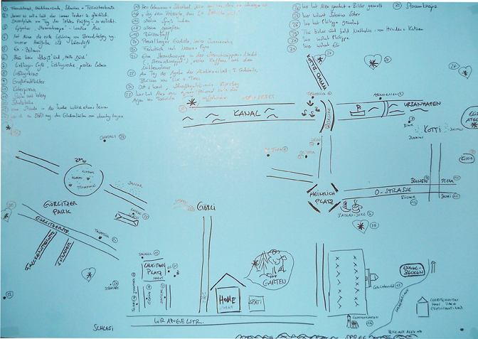 mental map, pen, pencil on paper, different dimensions