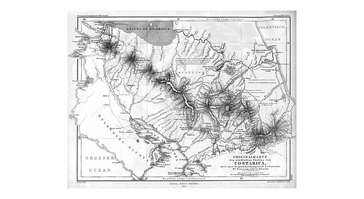Costa Rica und Nicaragua Karte aus 1861